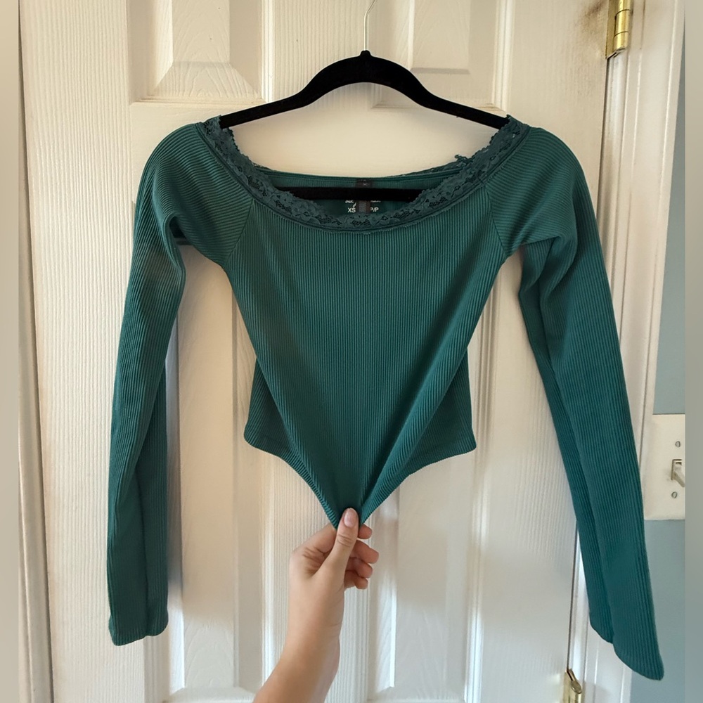 Urban Outfitters Green/Teal Ribbed Crop Top